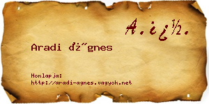 Aradi Ágnes névjegykártya